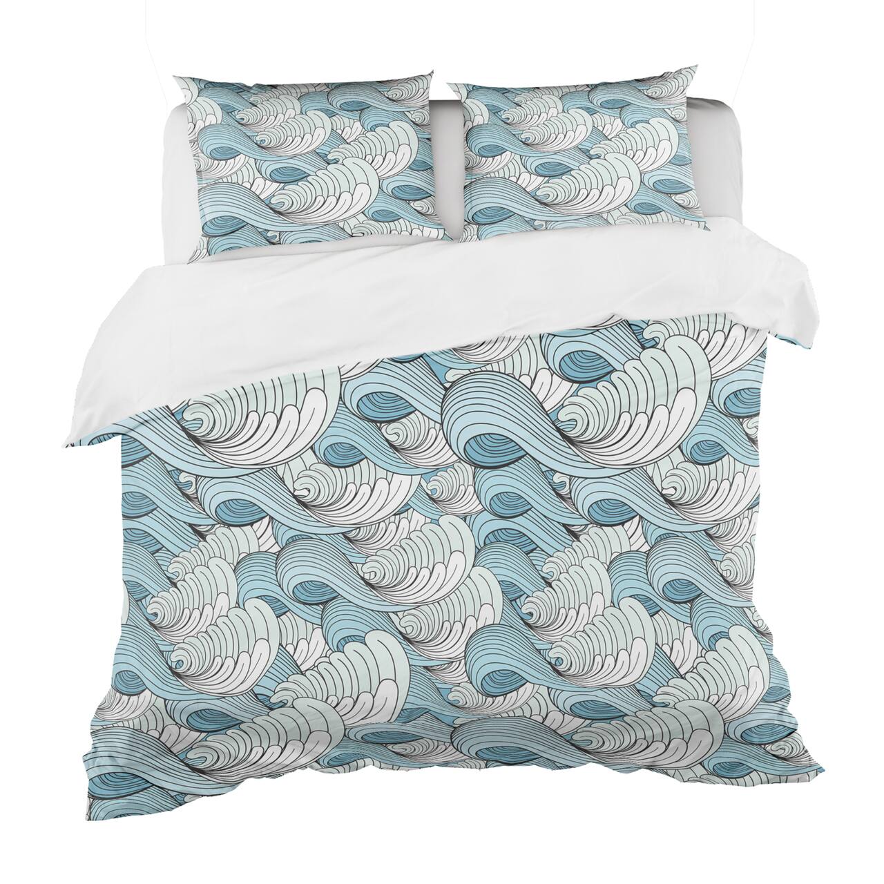Designart Great Wave Inspiration Coastal Pattern Duvet Cover Set
